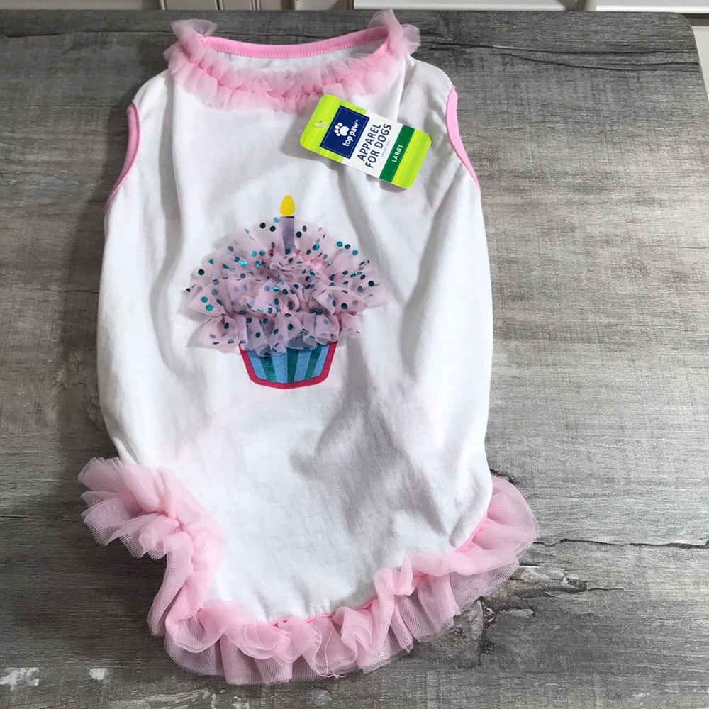 Happy Birthday Doggie Dress NWT cupcake  L